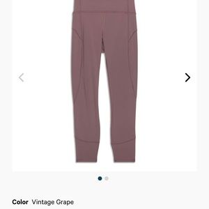 NWT Lululemon In Movement 7/8 tight in Vintage Grape